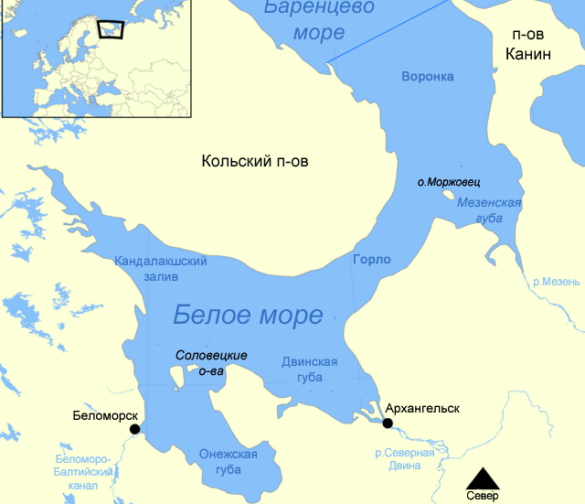 Белое море на карте