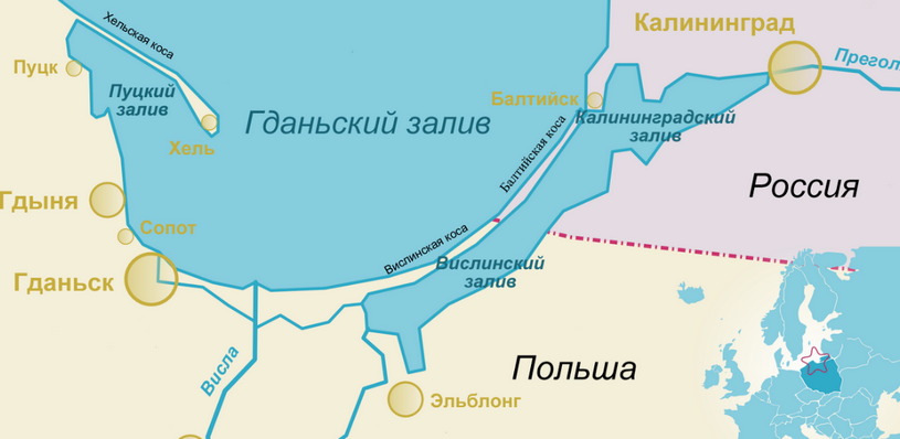 Гданьский залив на карте