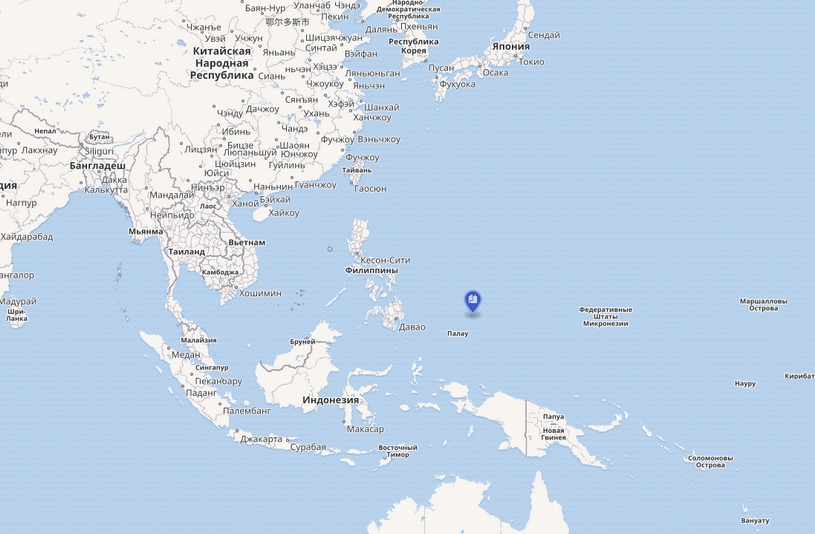 Архипелаг Палау на карте мира