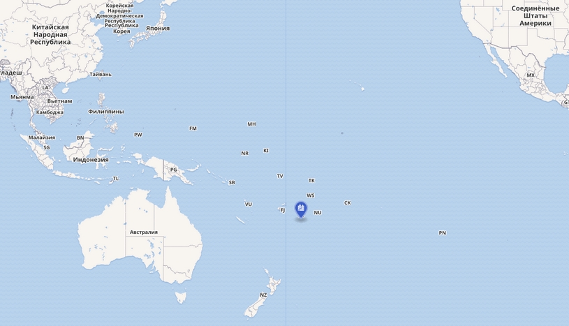 Архипелаг Тонга на карте мира