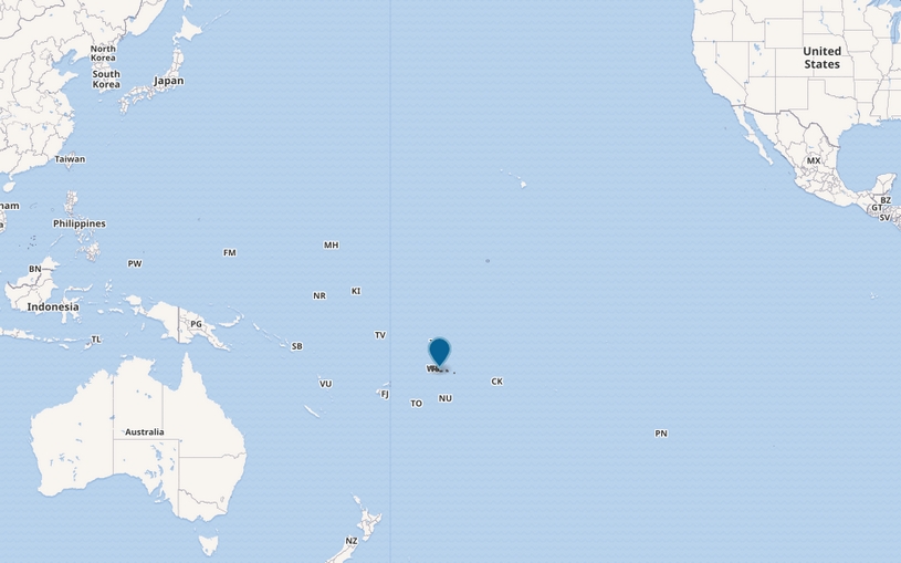 Архипелаг Самоа, карта мира
