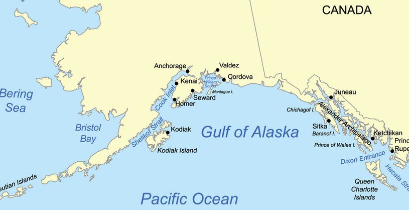 Залив Аляска на карте