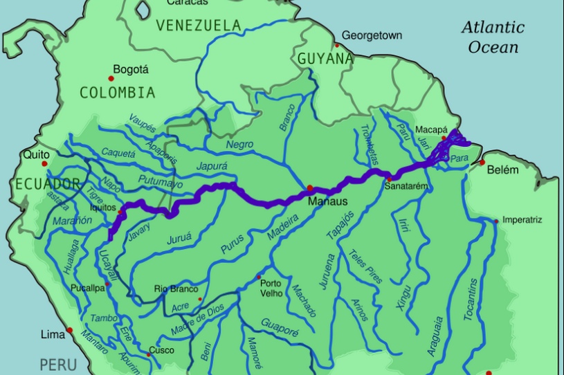 Бассейн Амазонки на карте