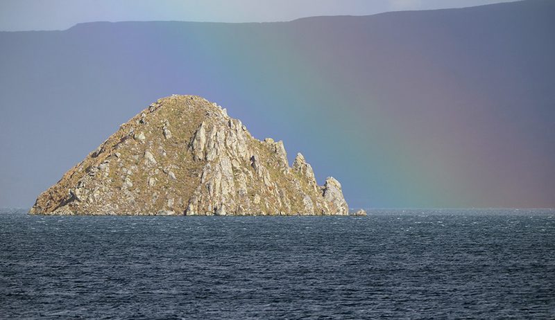 Архипелаг Курильские острова, пейзаж, океан, радуга