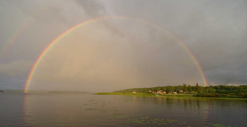Озеро Кенозеро, радуга, Архангельская область